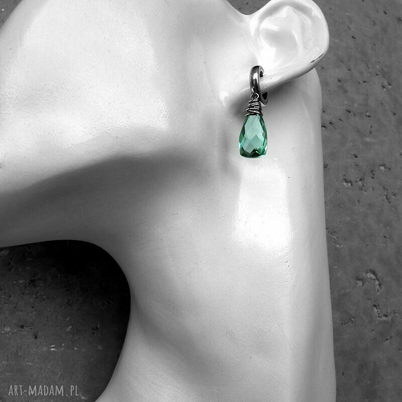 kolczyki: KROPLE KOLCZYKI SREBRO I KWARC MIĘTOWY. HandMade