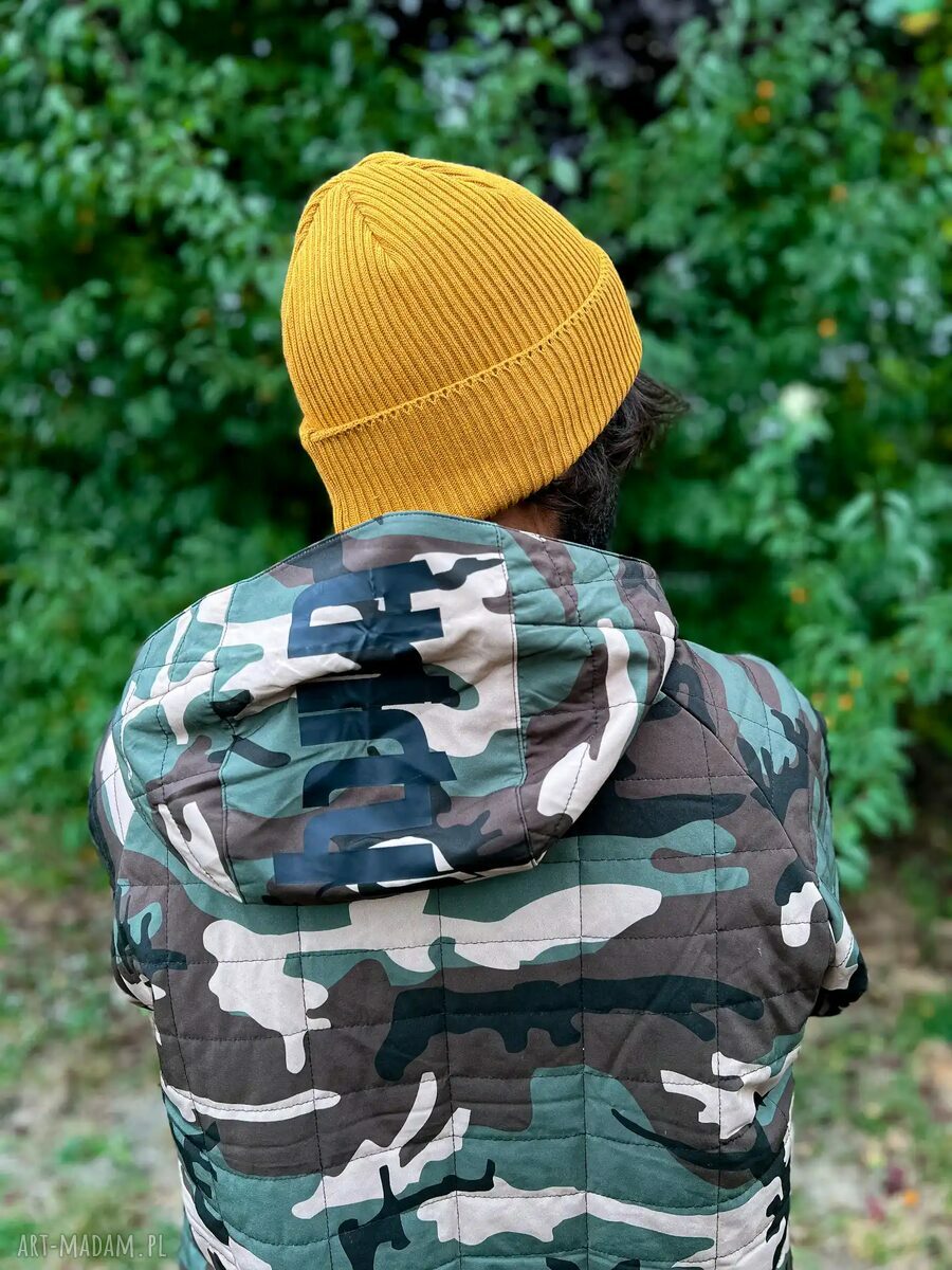 Męska czapka beanie z bawełny - kolorowe logo „Miodowa musztarda”