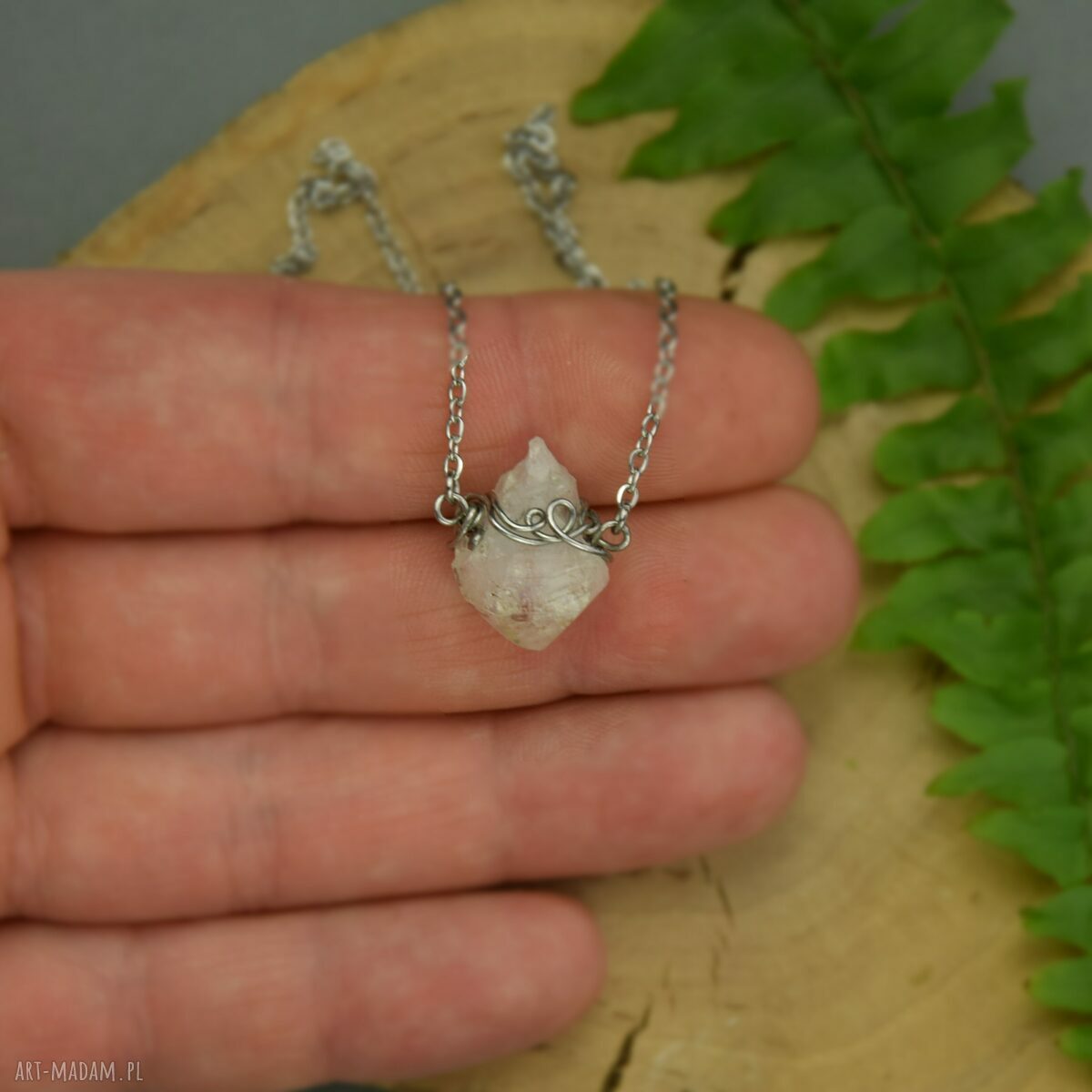 Krótki naszyjnik Talizman z naturalnym cytrynem surowym - wire wrapping