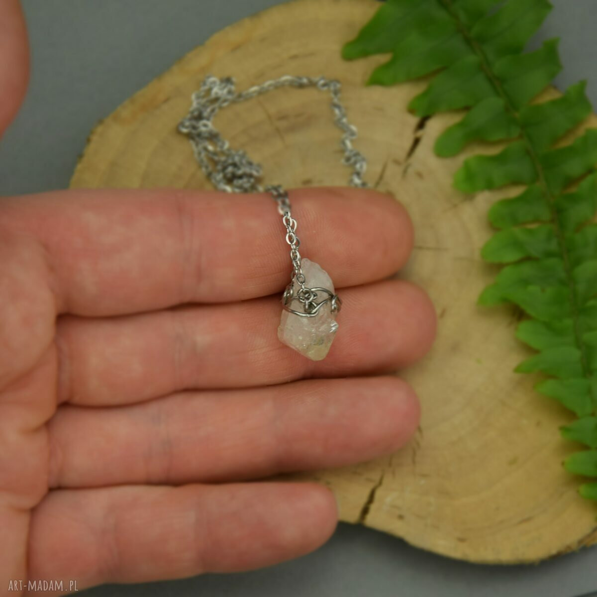 Krótki naszyjnik Talizman z naturalnym cytrynem surowym - wire wrapping