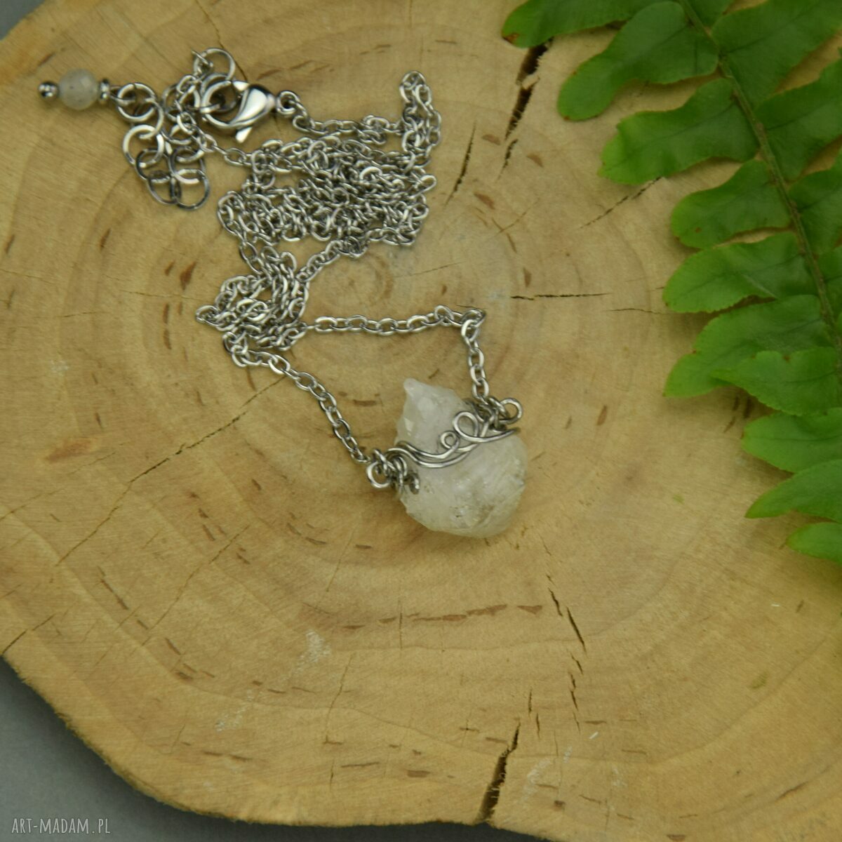 Krótki naszyjnik Talizman z naturalnym cytrynem surowym - wire wrapping