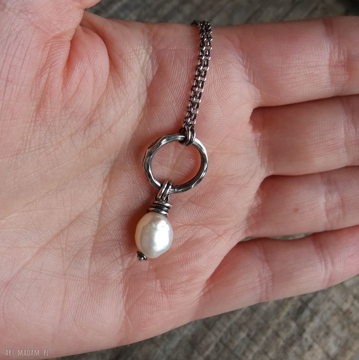 naszyjniki: Naszyjnik z perłą srebro 925. autorskie