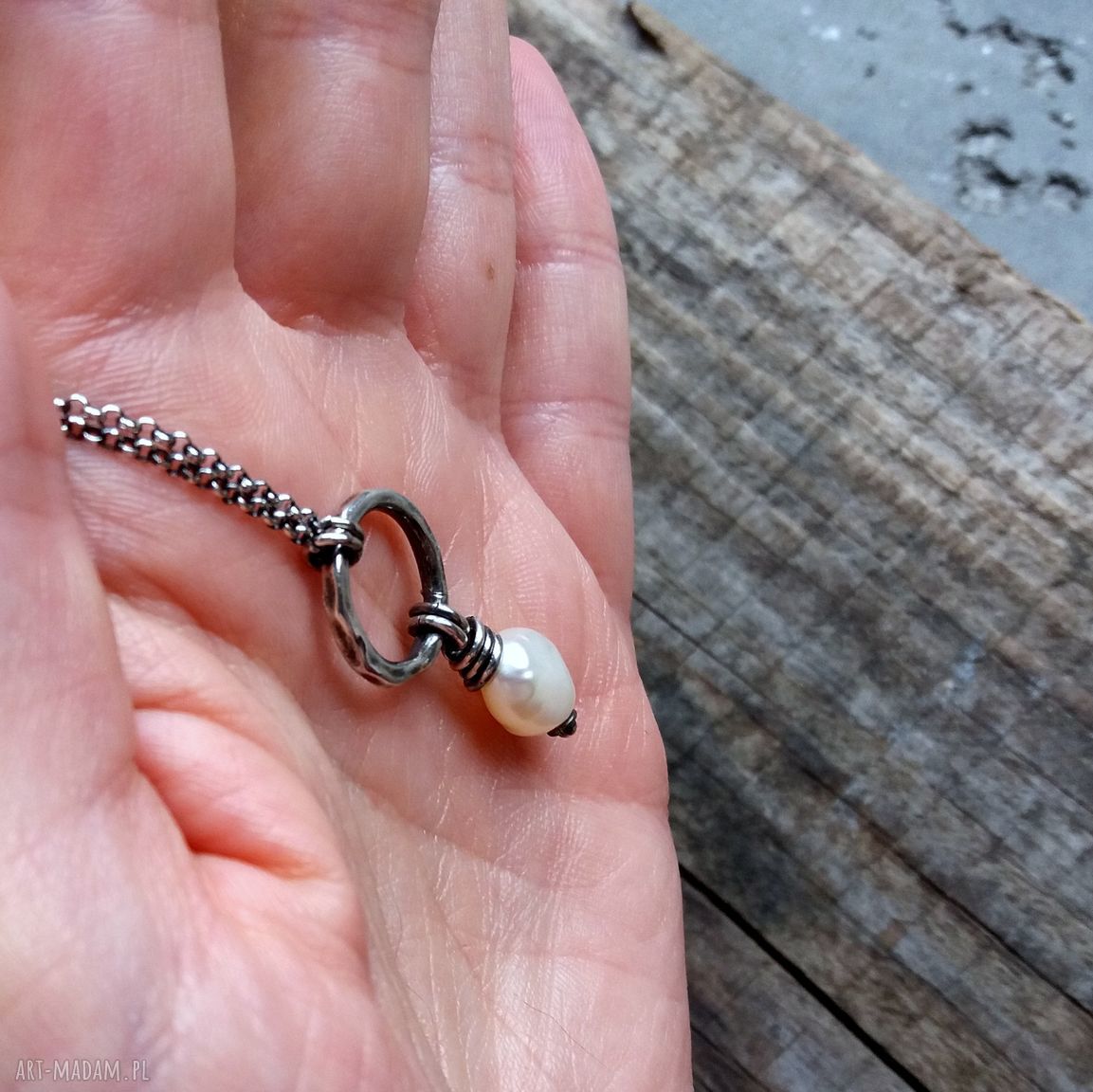 naszyjniki: Naszyjnik z perłą srebro 925. autorskie