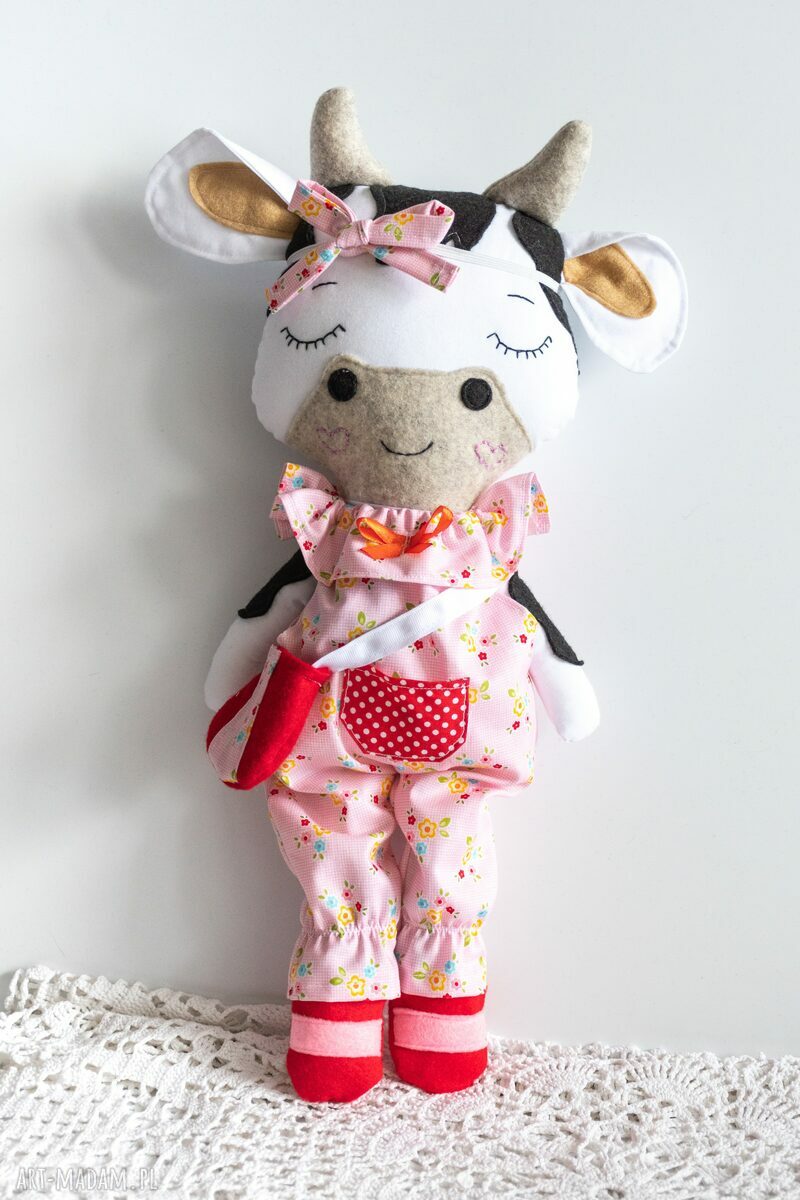 Krówka Kasia 41 cm - zestaw ubranek dla pokoju dziewczynki - handmade