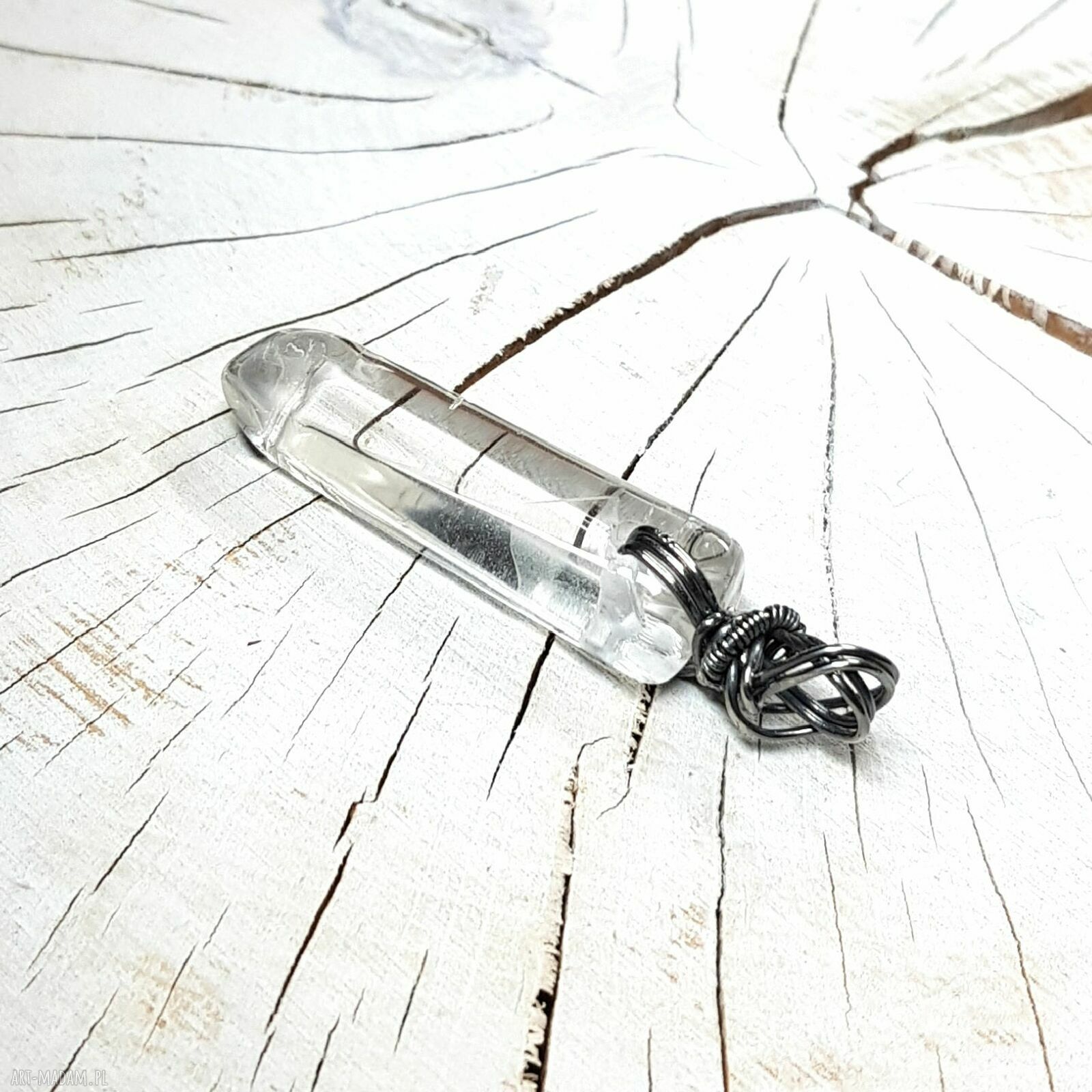Kryształ górski S219 - ręcznie robiony wisiorek wire wrapping
