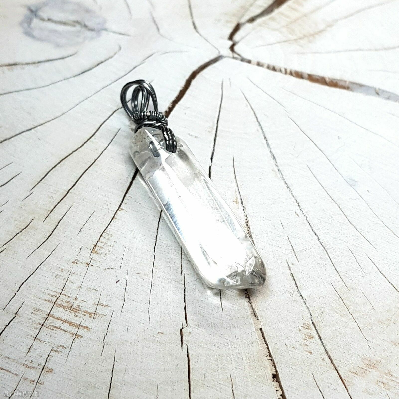 Kryształ górski S219 - ręcznie robiony wisiorek wire wrapping