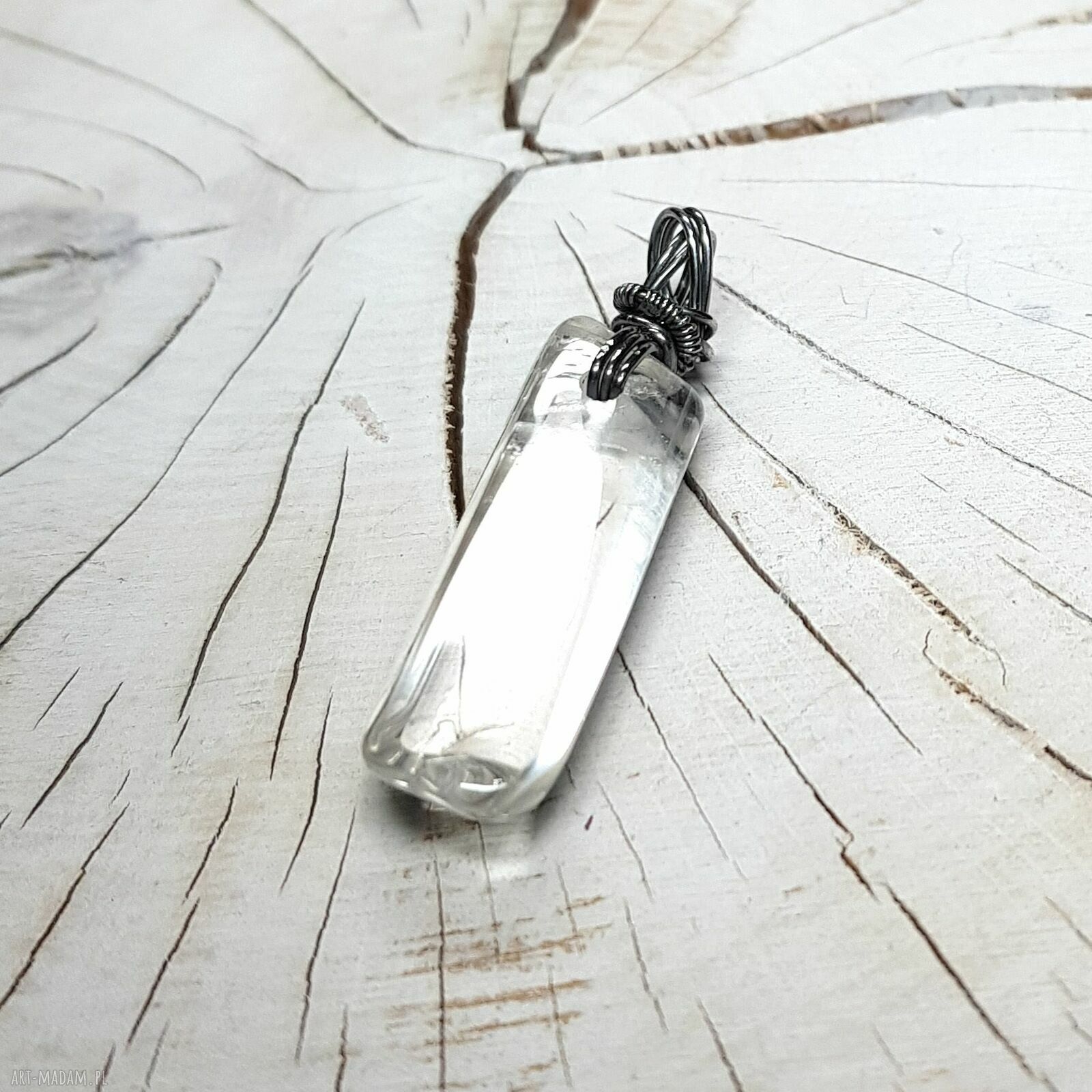 Kryształ górski S219 - ręcznie robiony wisiorek wire wrapping