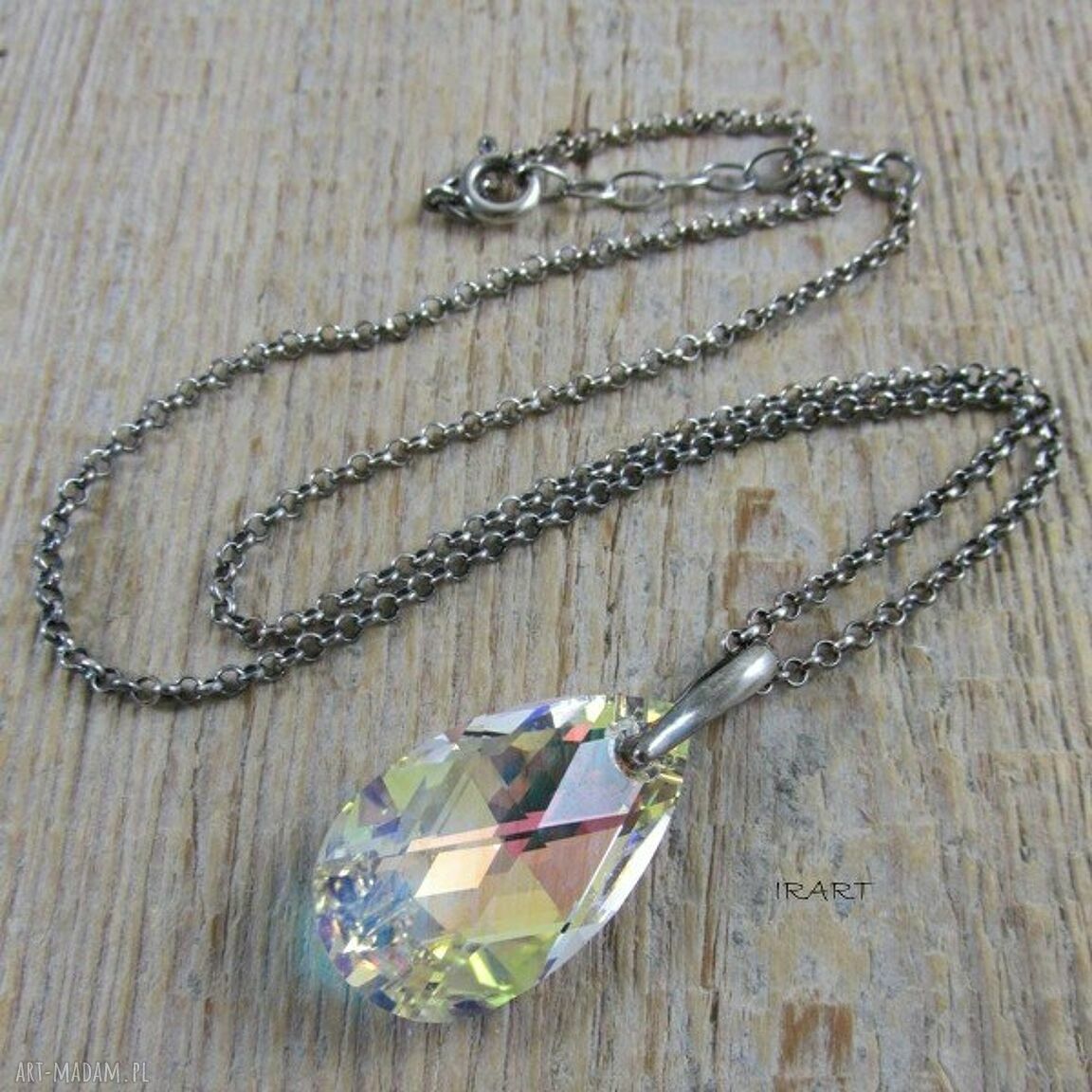 Kryształ Swarovski w srebrze 925 oksydowanym - ręcznie robiony wisiorek