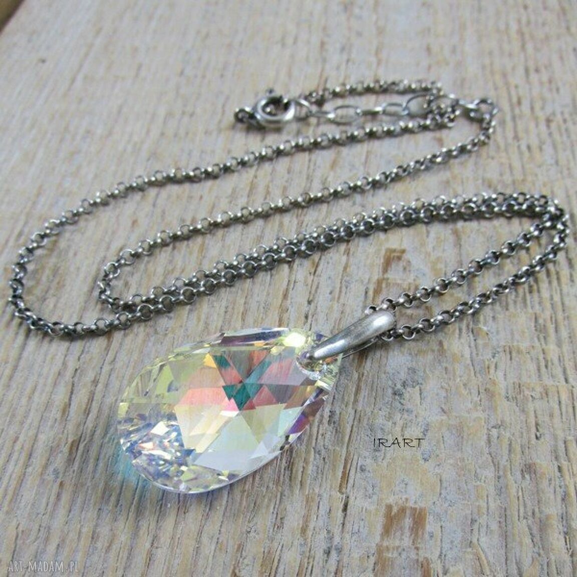Kryształ Swarovski w srebrze 925 oksydowanym - ręcznie robiony wisiorek