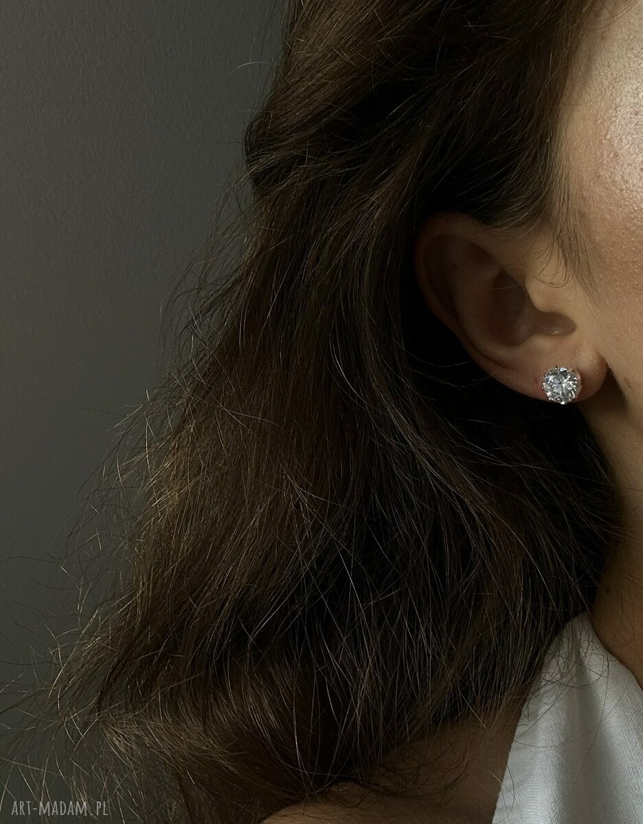 kolczyki: Srebrne kolczyki z dużymi cyrkoniami autorskie