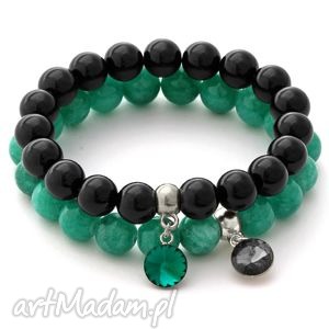 black & emerald jade set with crystal pendants lavoga