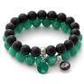 autorskie bransoletki black & emerald jade set with crystal pendants