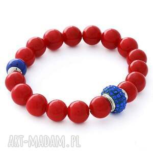 red jade with cornflower crystal bead - czerwone bransoletki