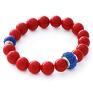 handmade bransoletki red jade with cornflower crystal bead