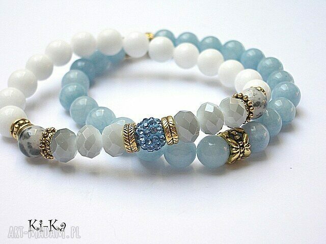 LIGHT BLUE, GREY AND WHITE DUO Ręcznie robione
