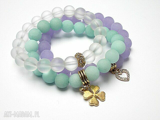 MINT, VIOLET AND GREY SET handmade