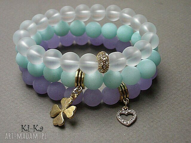 MINT, VIOLET AND GREY SET handmade