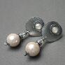 srebro oksydowane kolczyki nude pearls -