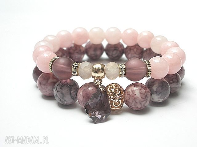 Satine rose vol duo howlit jadeity szkło kryształki swarovski