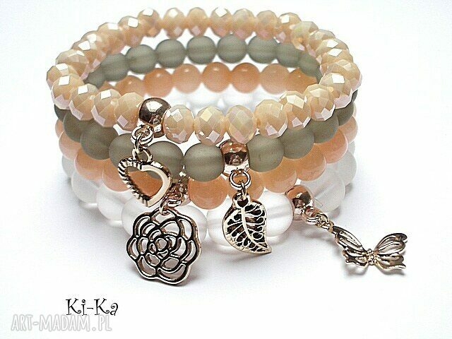 Soft set kamienie kryształki komplet czterech bransoletek