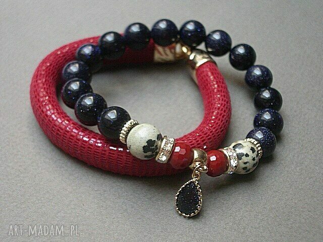 STRAP RED AND NAVY BLUE /02.09.15/ DUO ręczne wykonanie