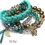 unikalne bransoletki kamienie turquoise and gold set