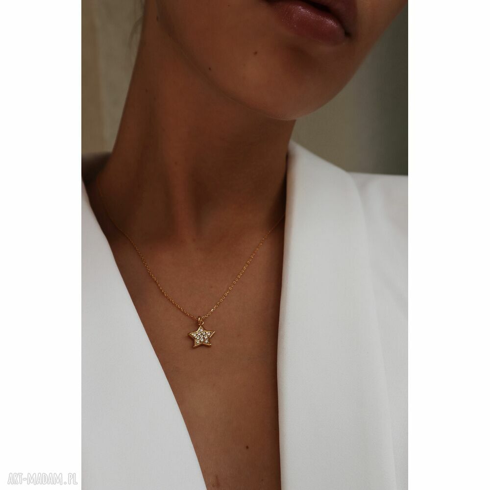 naszyjniki: Złoty naszyjnik z gwiazdką wysadzaną SWAROVSKI® CRYSTAL hand made