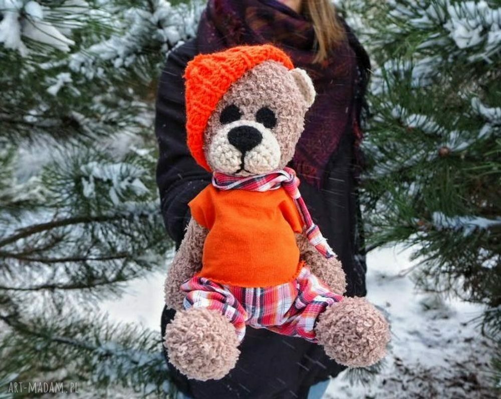 KRZYŚ - szydełkowy miś personalizowany z imieniem, 35 cm