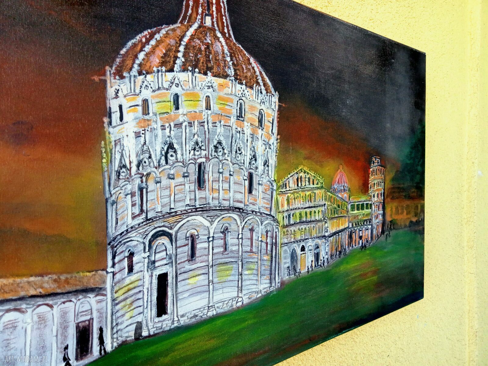 Krzywa Wieża w Pizie - ręcznie malowany obraz akrylowy 60x40 cm