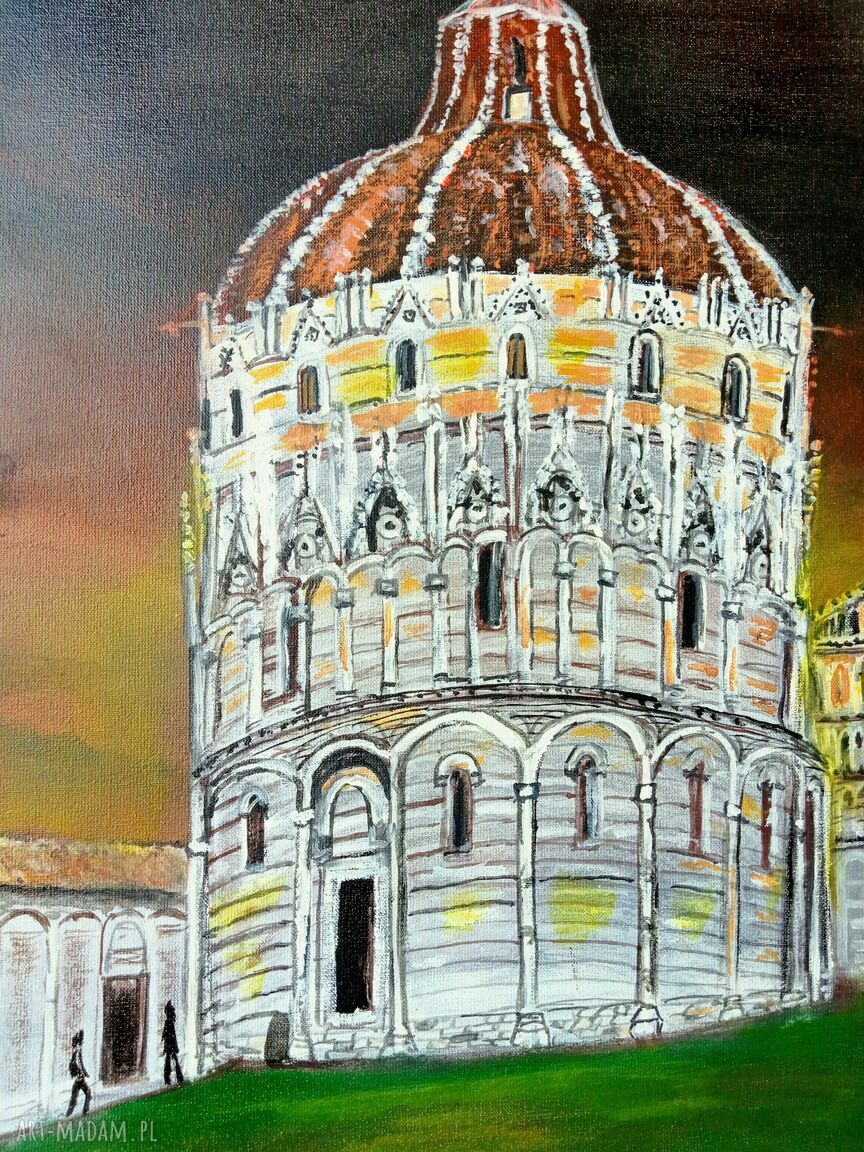Krzywa Wieża w Pizie - ręcznie malowany obraz akrylowy 60x40 cm