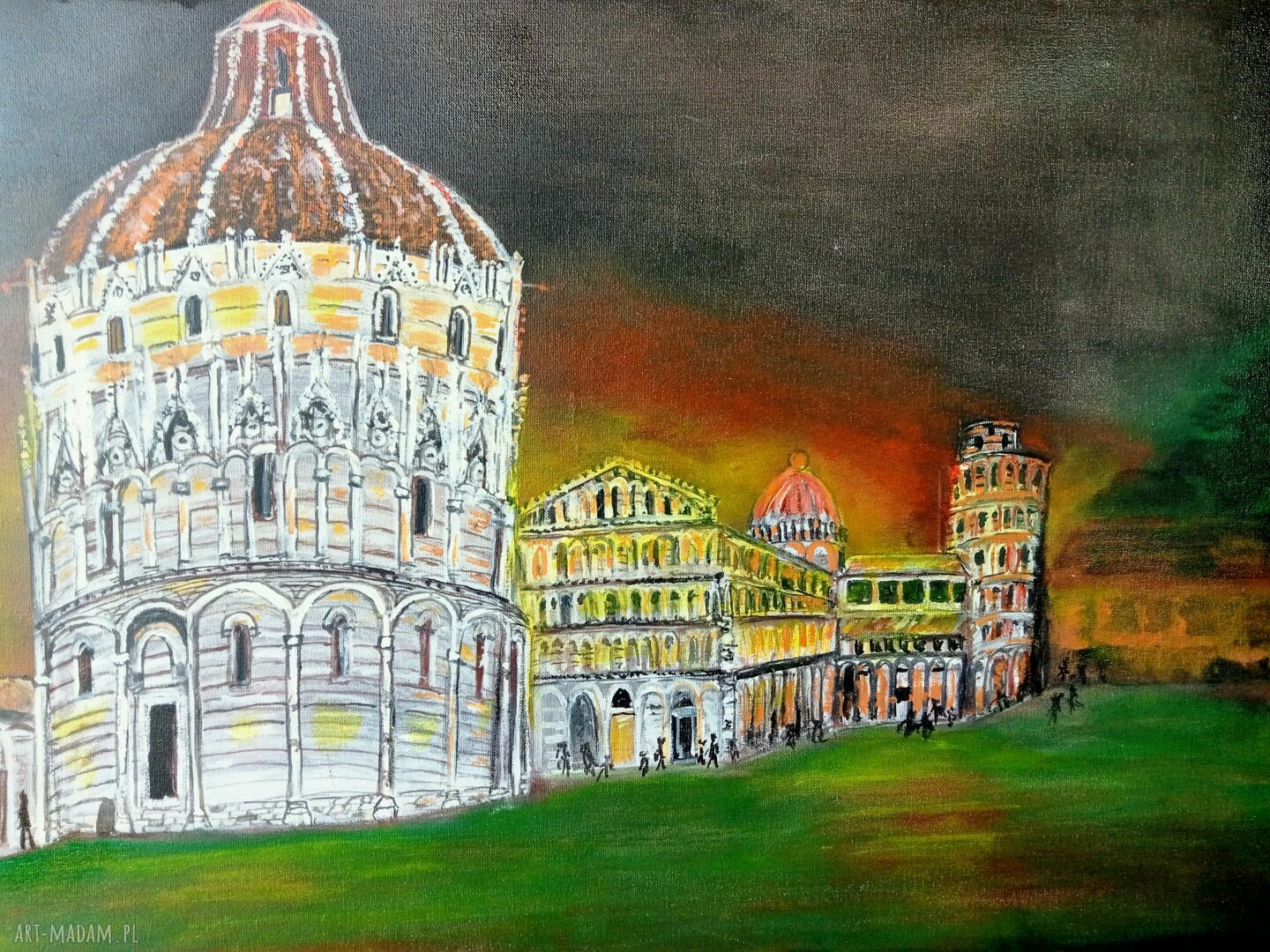Krzywa Wieża w Pizie - ręcznie malowany obraz akrylowy 60x40 cm