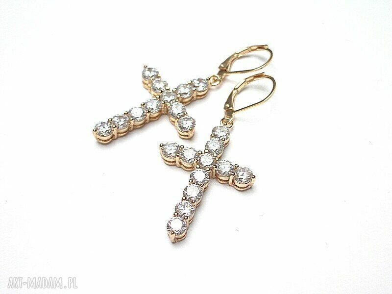 Kolczyki krzyże z cyrkoniami Cross VOL elegancki prezent dla niej