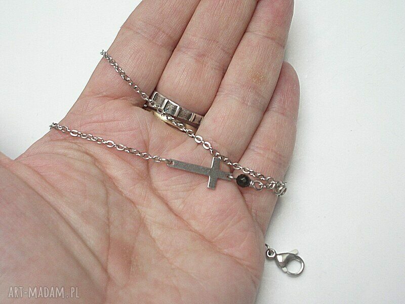 Choker ze stali szlachetnej z krzyżykiem i fasetowanym agatem 4 mm Alloys Collection Line Cross vol. 2