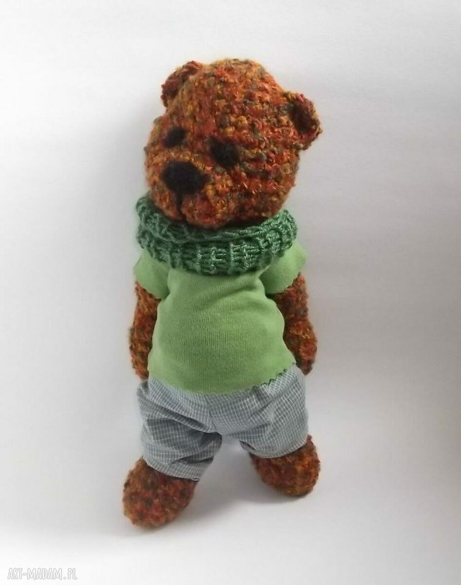 Miś Ksawery - szydełkowa maskotka handmade z ruchomymi rączkami i nóżkami (28 cm)