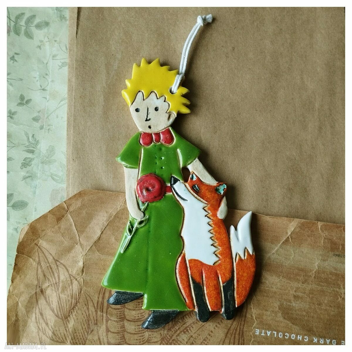 Książę i lis - ceramiczna zawieszka handmade