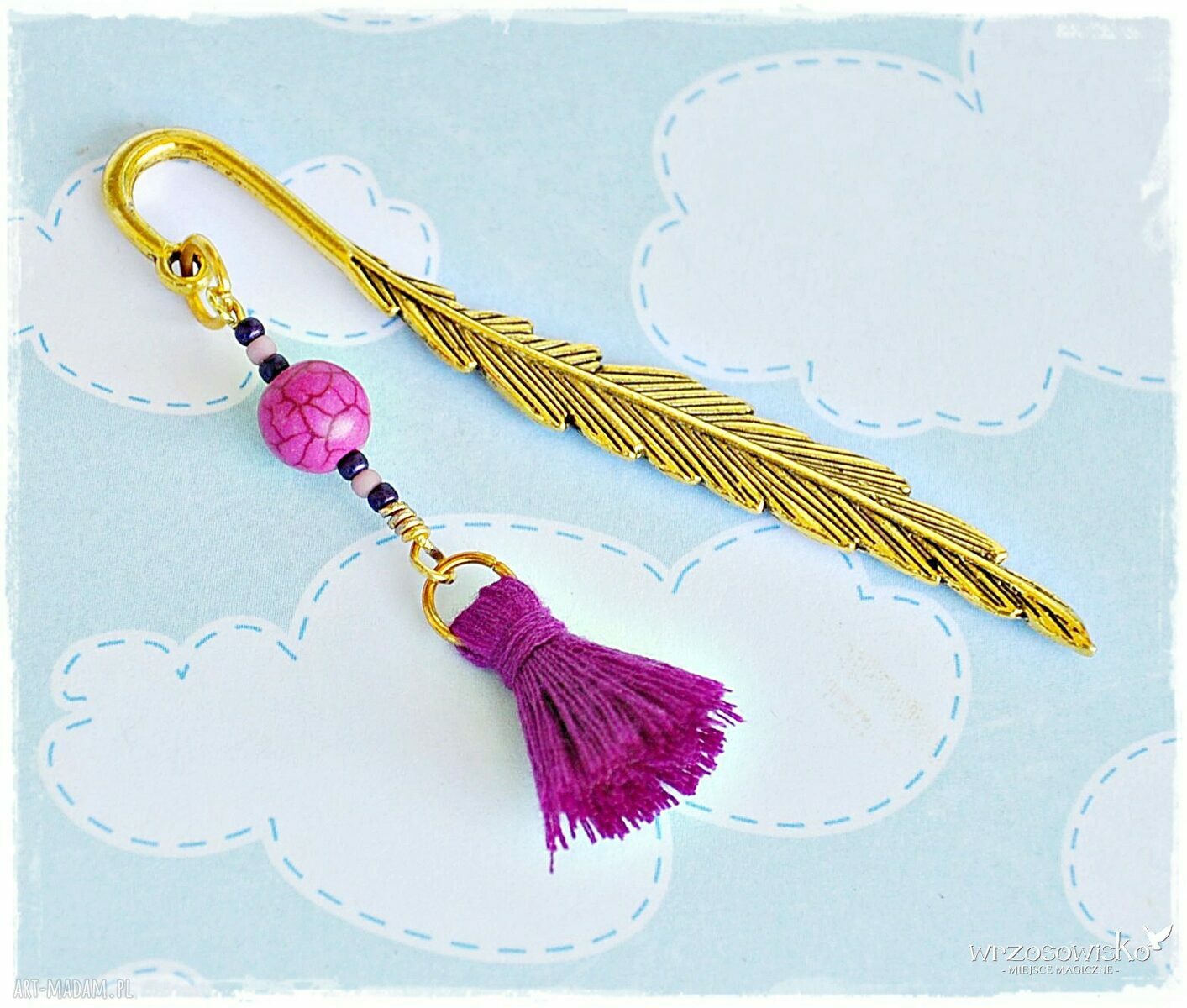 Orientalna fuksja zakładka w pudełeczku handmade