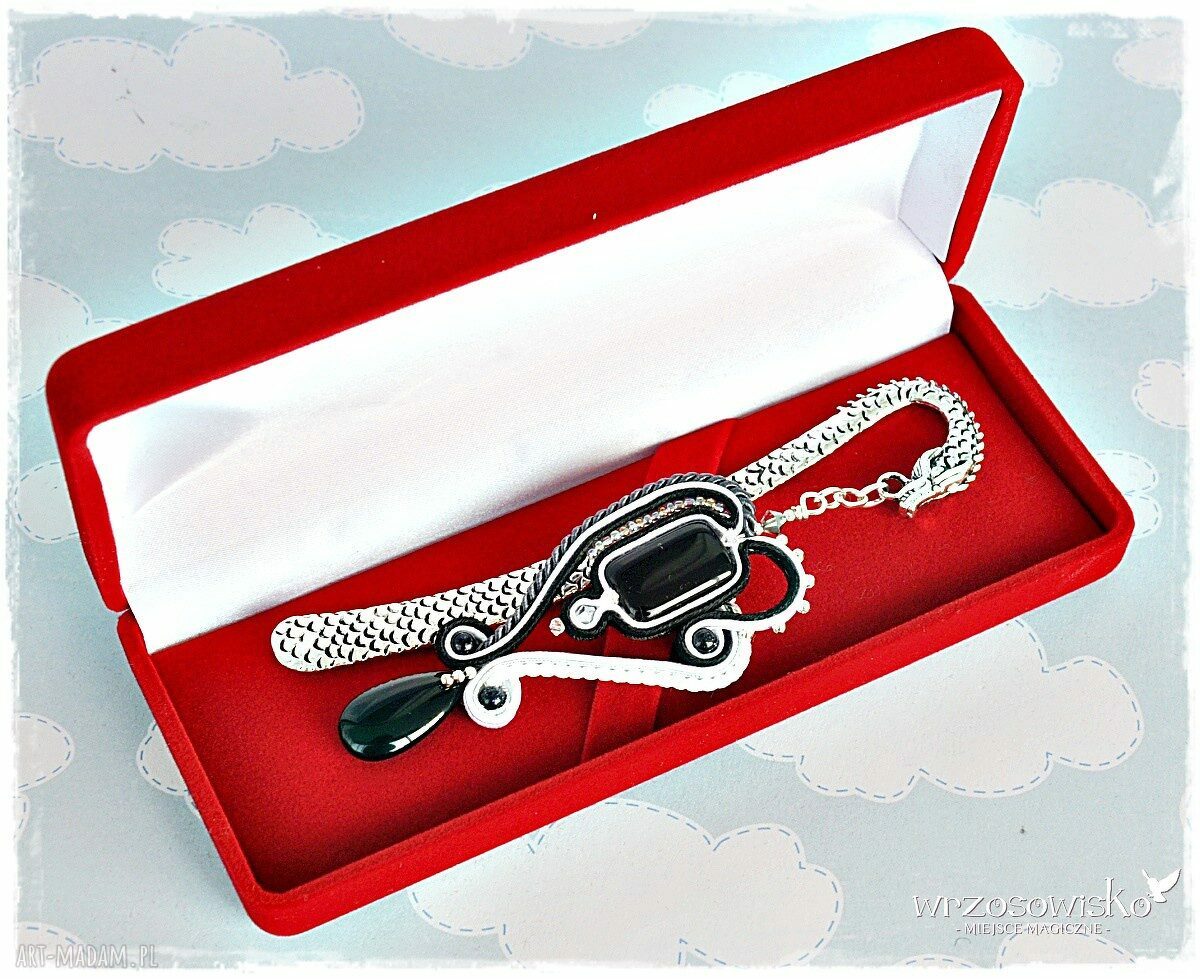 Zakładka soutache elegancki smok unikat prezent nauczyciel