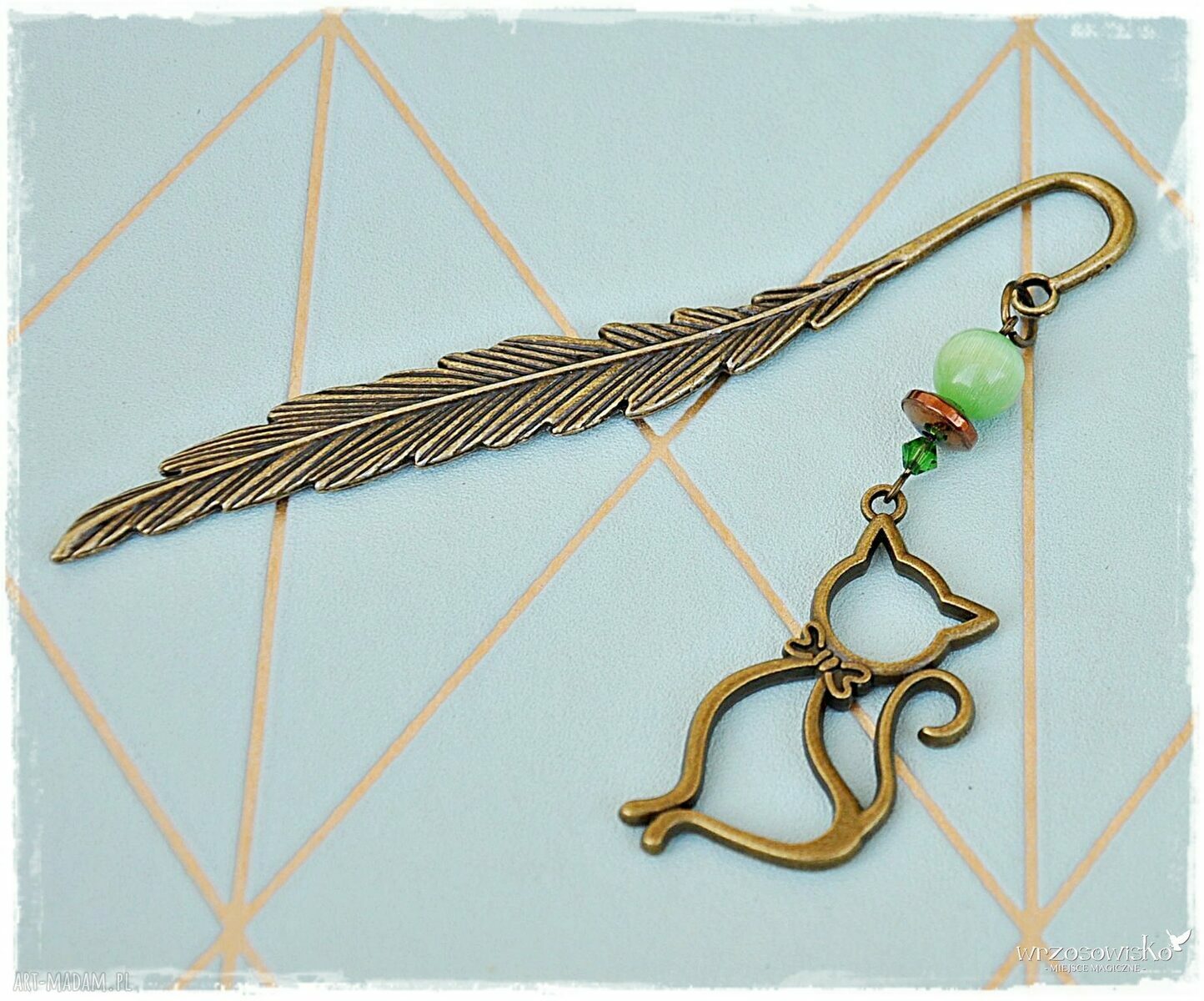 Kot Elegant vintage zakładka dla Kociary handmade