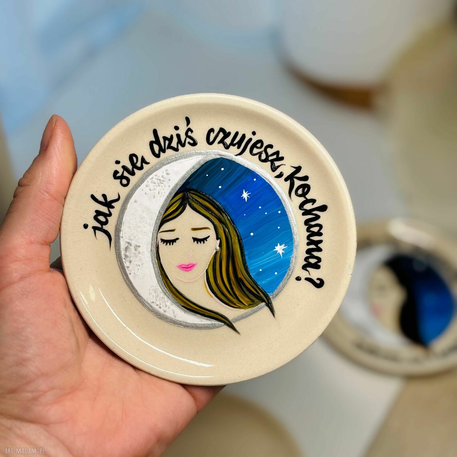 Talerzyk Księżycowy - prezent dla Niej, ręcznie malowany ceramiczny
