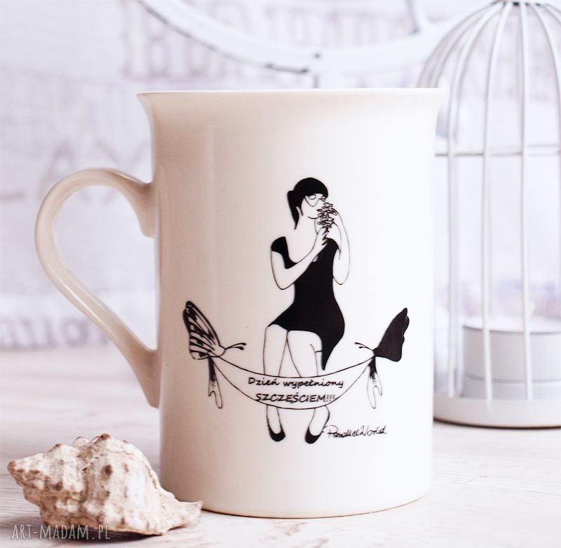 Kubeczek na dobry dzień - autorska ilustracja na ceramice