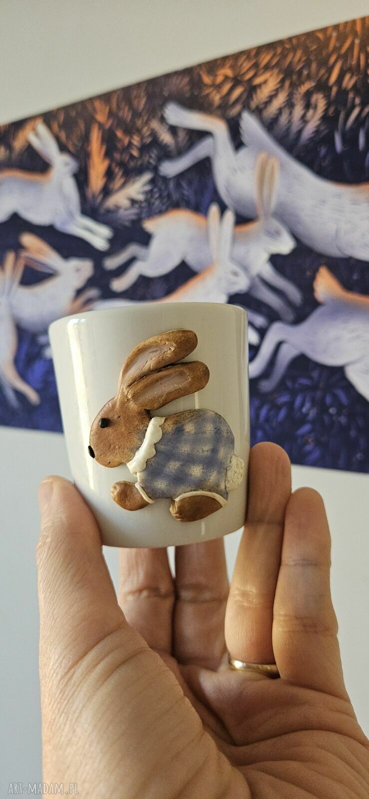 Kubeczek porcelanowy z zajączkiem wielkanocnym