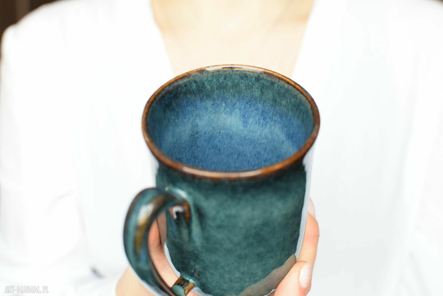 Kubek 325 ml Morski Zielony - ceramiczny handmade prezent dla niej