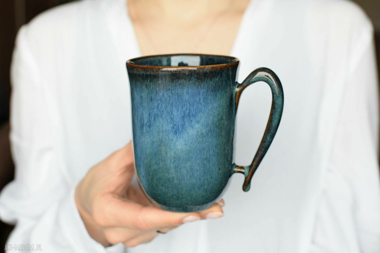 Kubek 325 ml Morski Zielony - ceramiczny handmade prezent dla niej