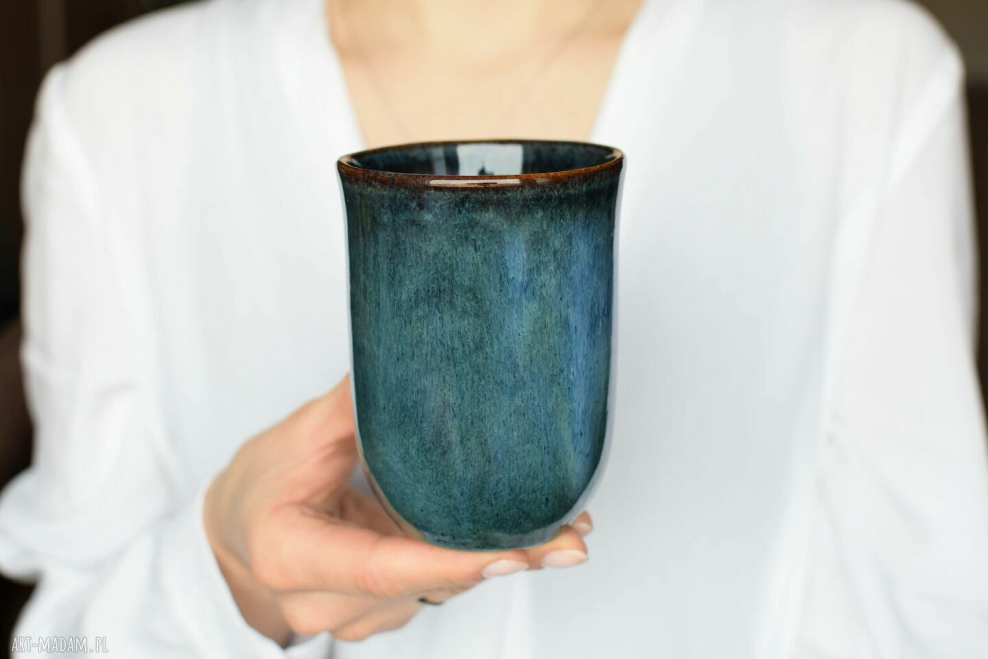 Kubek 325 ml Morski Zielony - ceramiczny handmade prezent dla niej