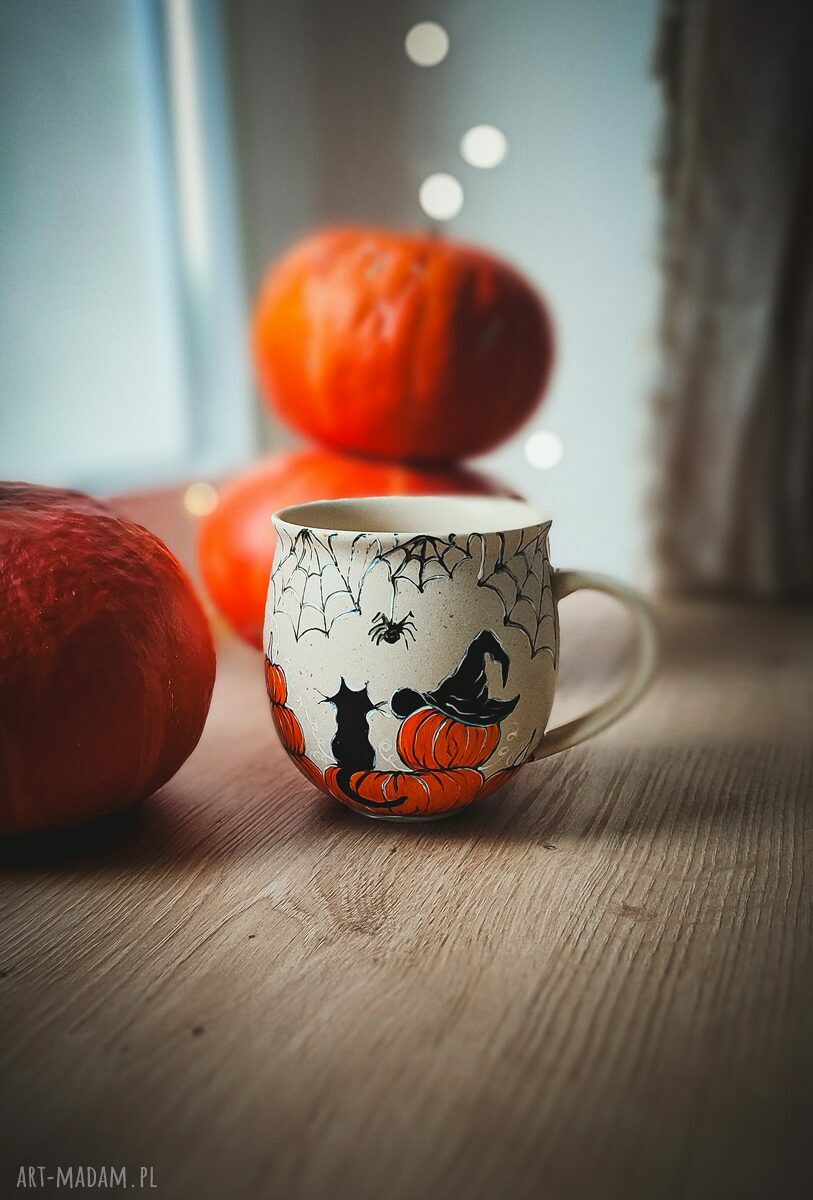 Kubek baryłka Kot i dynia na Halloween