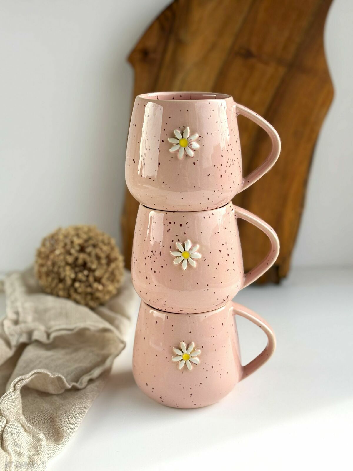 Kubek beczułka 320 ml - Różowa stokrotka