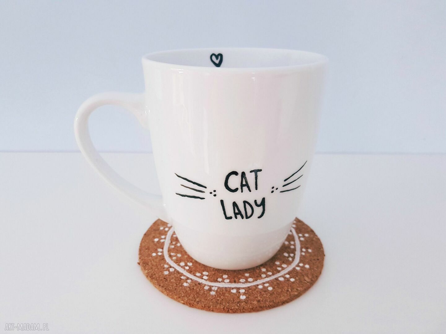 kubek cat lady ręcznie malowany handmade