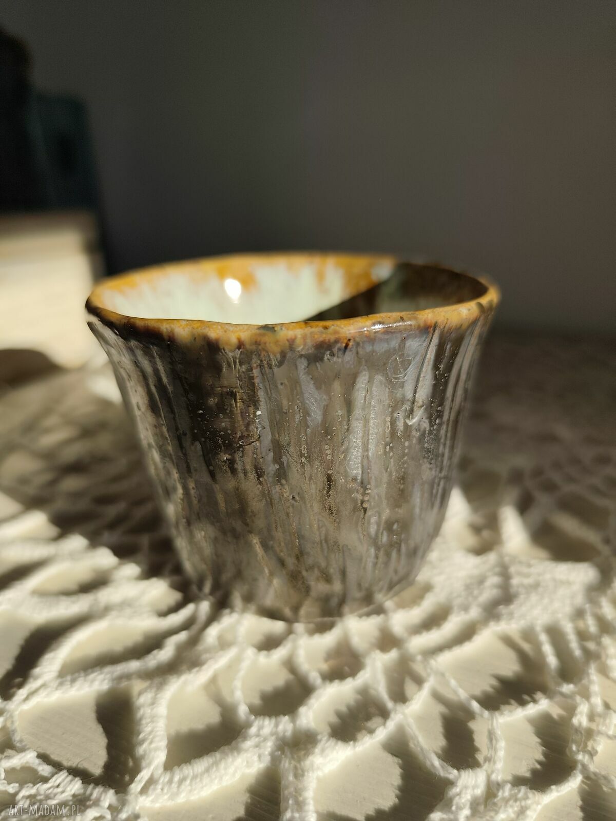 Kubek ceramiczny Wolna Chwila - stare złoto (ok. 200 ml)