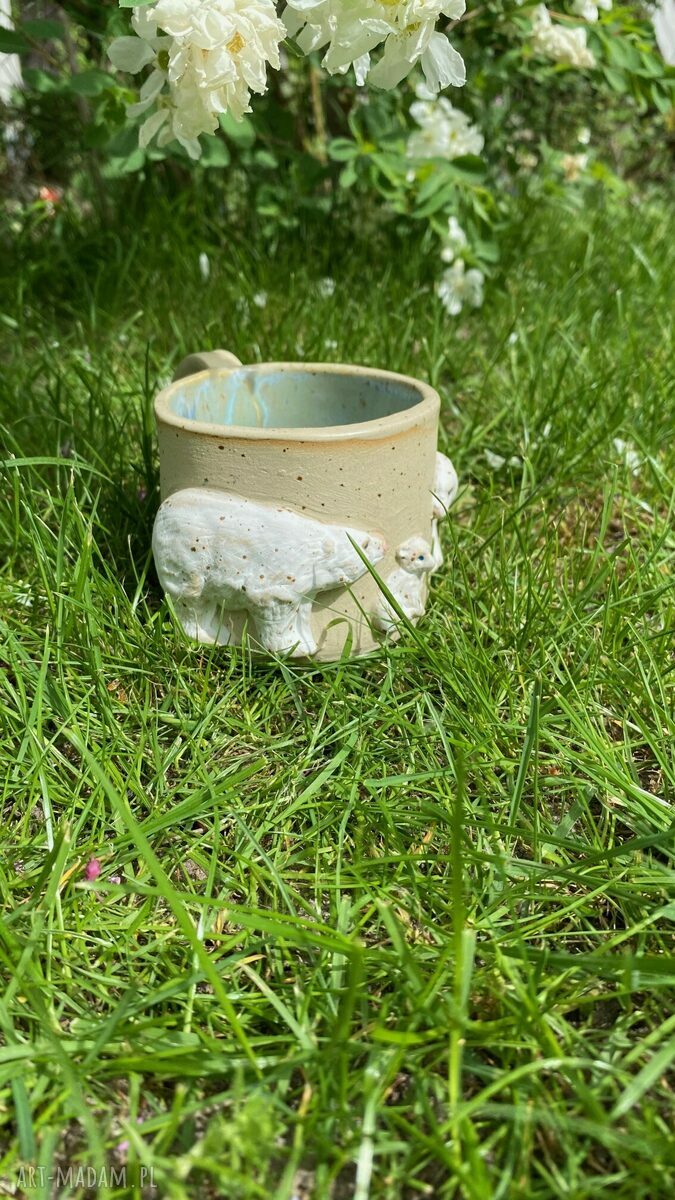 Kubek ceramiczny Misiowa rodzinka z białymi misiami - rękodzieło