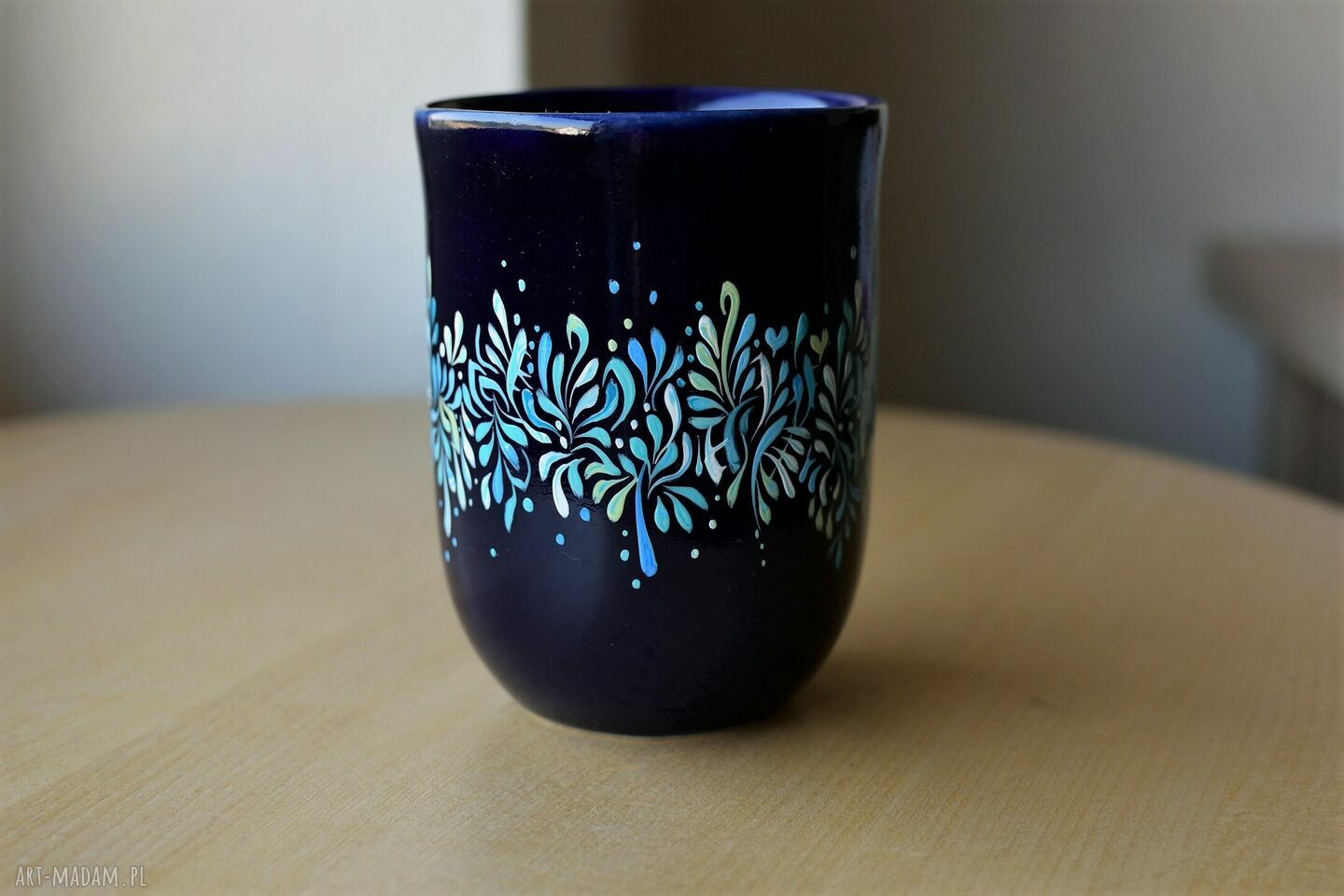 Kubek ceramiczny ręcznie malowany Błękitny Kobalt
